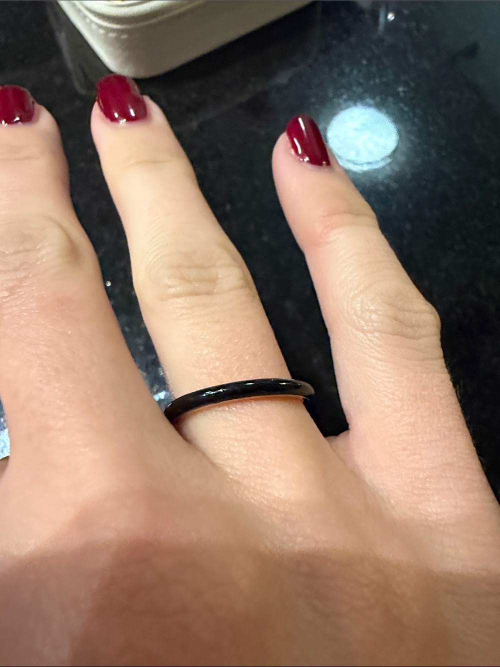 Pandora Black Slim Polished Band Ring